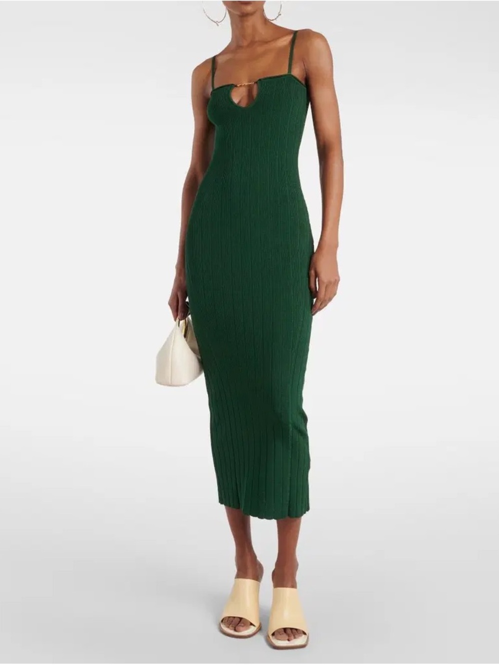 Jacquemus La Robe Sierra Bretelles Knit Dress Dark Green 38 Fr